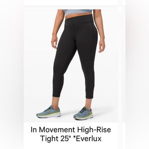 Lululemon In Movement High Rise Tight 25” Everlux. Size 6.